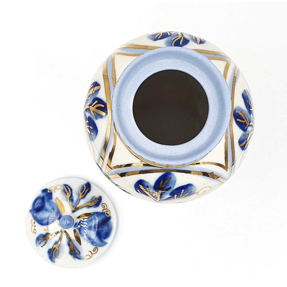 7 Vintage Porcelain Tea Сaddy Hand Painted Gilding USSR Olympic brand 1980.jpg