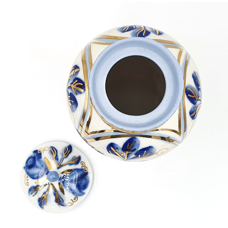 7 Vintage Porcelain Tea Сaddy Hand Painted Gilding USSR Olympic brand 1980.jpg