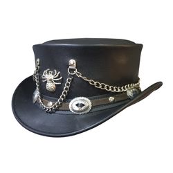 Shotgun Black Leather Western Short Top Hat