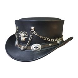 shotgun black leather western short top hat