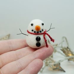 Miniature needle felted snowman