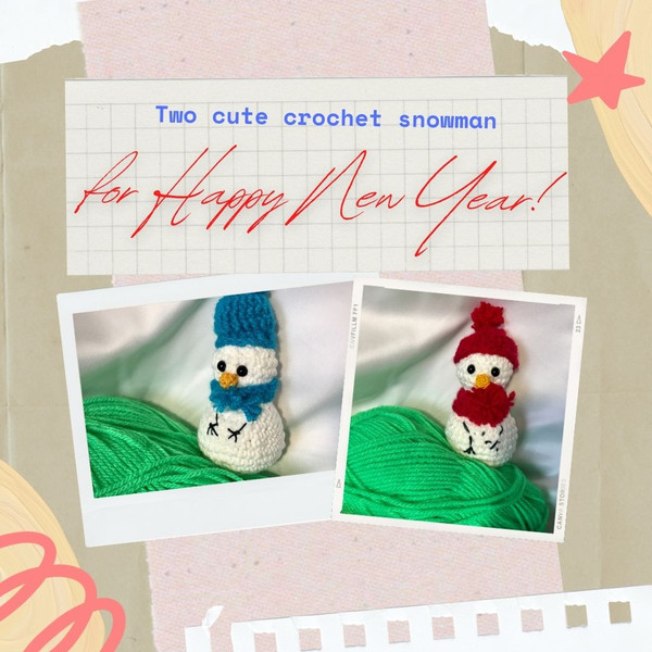 Two-Cute-Crochet-Snowmans-Amigurumi-with-hat-and-scarf-Snowman-Keychain-Amigurumi-Gift-Xmas-tree-ornament-Eyeletshop-amigurumi.JPG