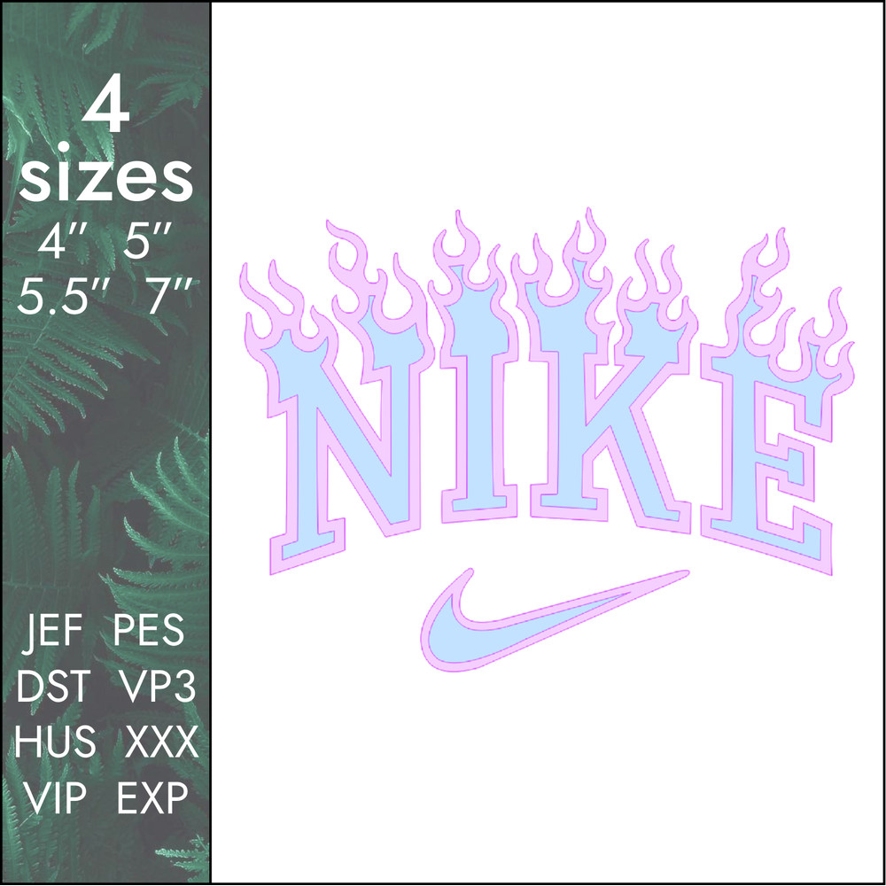 custom burning nike logo machine embroidery design