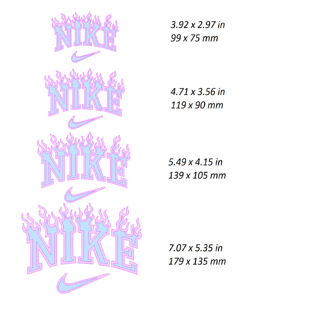 custom burning nike logo machine embroidery design