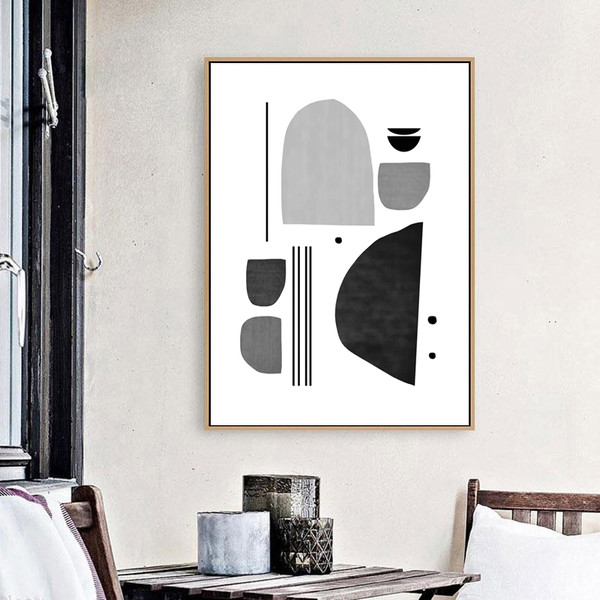 minimalist posters, set of 6 prints, in gray tones