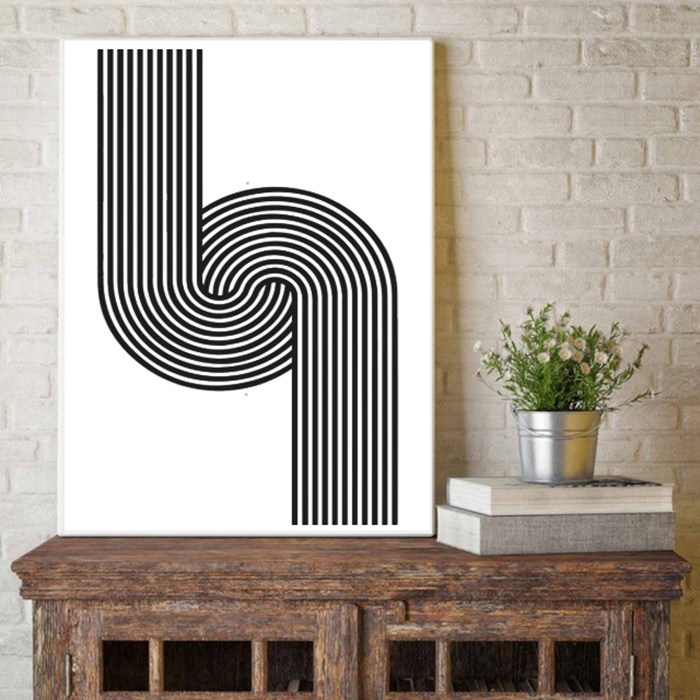 minimalist posters, mid centure art set of 6 prints, in gray tones