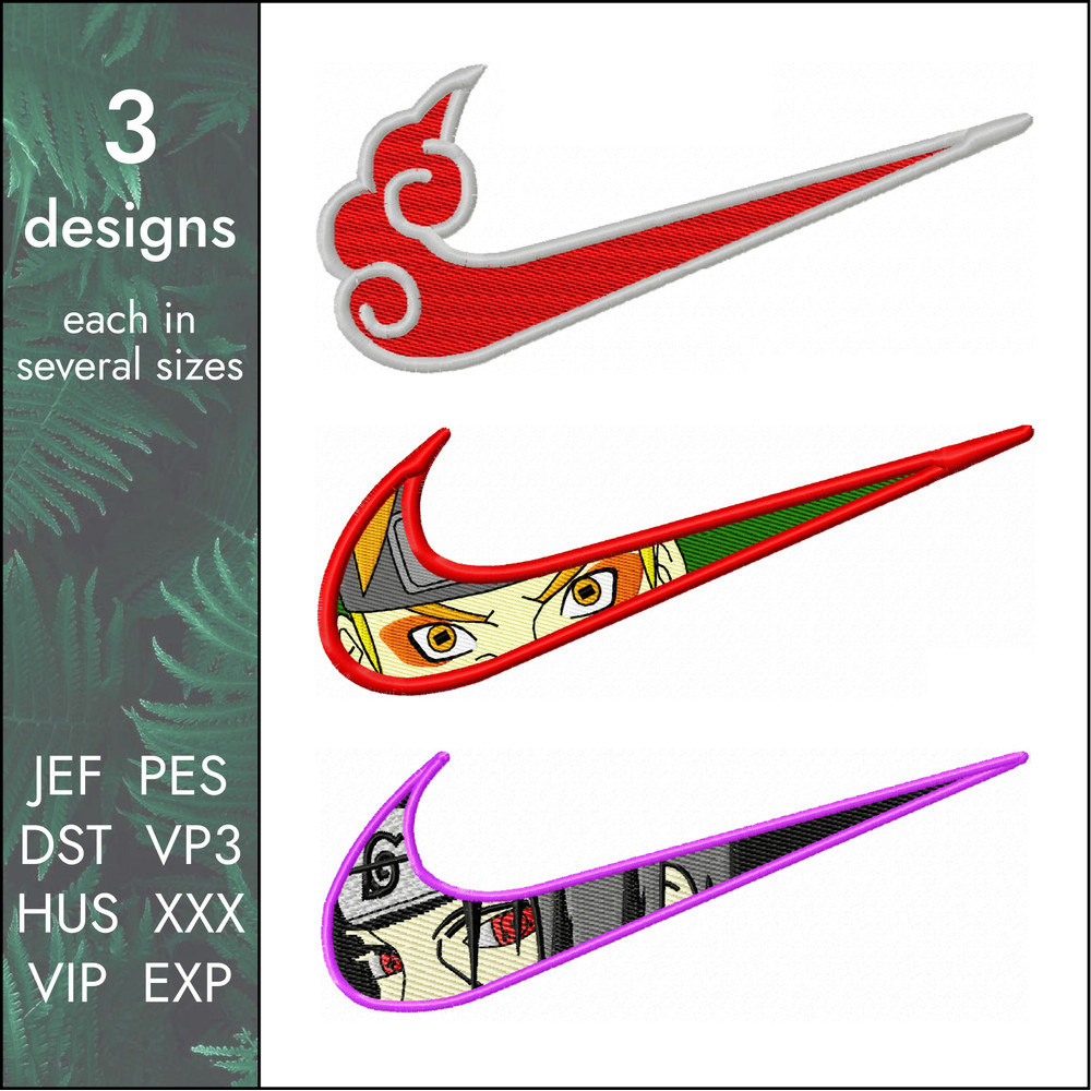 naruto nike anime itachi akatsuki machine embroidery designs