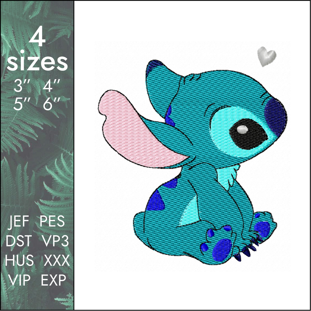 stitch lilo childrens cartoon machine embroidery design