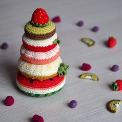 Fruit Stacker Toy, Baby Gift, Baby Toy, Educational Toy, Toddler Toy, Pretend Play, Baby Pyramid