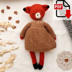 Lee the foxy knitting pattern. Cute fox pattern. English and Russian PDF.