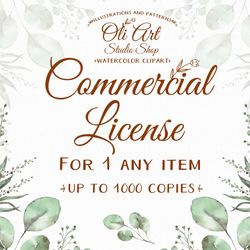 Commercial License. NO Credit required. Single Product. OliArtStudioShop