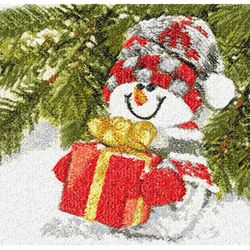 Snowman Machine Embroidery Design Winter Snow Pattern Painting Beautiful Christmas Gift Digital File