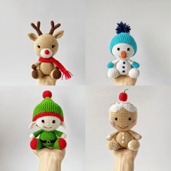 Crochet Christmas PATTERNS, Amigurumi pattern, Crochet ornaments Elf, Reindeer, Snowman, Gingerbread man