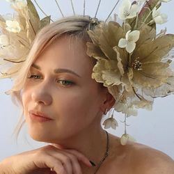 gold flower headdress goddess