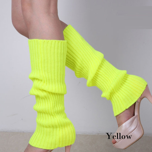 neon green yellow Legwarmers Knitted Dance Ballet Fashion Knee socks.jpg