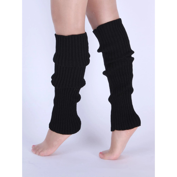 Black leg warmers womens  crochet Dance Ballet Fashion knited ribbed
