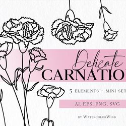 carnation birth month flower svg files clipart january birthday flower clipart for instant download