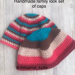 Handmade bucket hats crochet set, Womens bucket hat