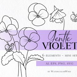 Violet Birth Month Flower SVG files February Birthday Flower Clipart For Instant Download
