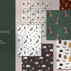10 x Christmas Digital Papers for Scrapbooking