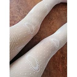 White Lace Tights Womens Hearts Retro Mesh Pantyhose Pattern Designer Fishnet Tights Dance Ballet