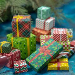 TEMPLATE Miniature Christmas boxes | Printable template | Dollhouse miniatures