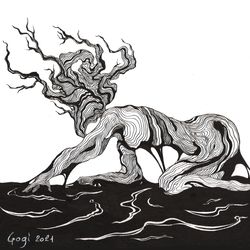 corruption original ink drawing 7.7 x 7.3 in