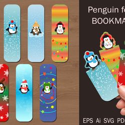 Folding bookmarks with penguins /Paper cut/SVG
