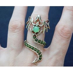 Dragon ring / Wire wrap ring / Green dragon / chrysoprase jewelry