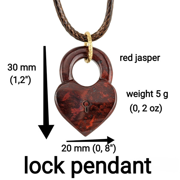 Heart shaped red jasper lock pendant (3)