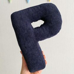 Soft Blue Velvet Letter Pillow, Letter Cushion, Velvet Letter Pillow, 3D Letter Pillow, Volumetric Letter Cushion