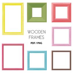 Wooden Textures Digital Frames Pack PDF, PNG