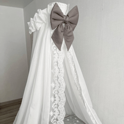 handmade crib canopy gray bow color
