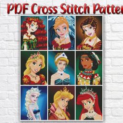 Disney Cross Stitch Pattern / Princess Cross Stitch Pattern / Mermaid Cross Stitch / Snow White Cross Stitch Instant PDF