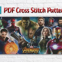 Avengers Cross Stitch Pattern / Marvel Cross Stitch Pattern / Iron Man, Hulk, Thor, Spider Man, Movie Instant PDF Chart