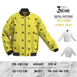 Mens oversized Bomber sewing pattern PDF Winter hipster jacket  loose fit, with knitted cuffs, S-XXXL, A4/LETTER, A0/AE