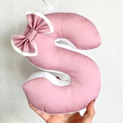 soft pink letter pillow, letter cushion, cotton letter pillow, 3d letter pillow, volumetric letter cushion