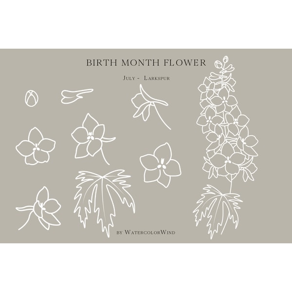 Larkspur Birth Month Flower SVG Files July Birthday Flower C Inspire Larkspur birth month flower svg files july birthday flower c inspire