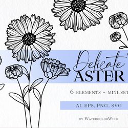 aster birth month flower svg files september birthday flower clipart for instant download