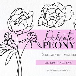 Peony Birth Month Flower SVG files November Birthday Flower Clipart For Instant Download