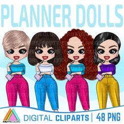 Planner Girl Clipart Bundle - Cute Fashion Dolls Clipart, Boss Girl PNG, Curvy Women PNG, Boss Lady, Office Clipart