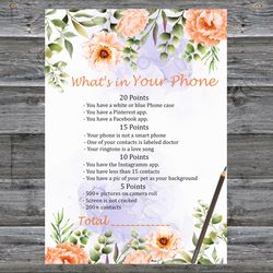 Pastel Flowers What's in Your Phone Birthday Party Game,Adult Birthday party game-fun games for her-Instant download