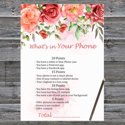 Red Rose Birthday Game What's in Your Phone Birthday Party Game,Adult Birthday party game-fun games for her