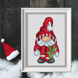 christmas scandinavian gnome cross stitch pattern pdf, gnome cross stitch, christmas gnome, christmas cross stitch