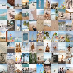 90 PCS Beachy aesthetic wall collage kit DIGITAL DOWNLOAD | Printable SUMMER collage kit | Blue Photo Wall Collage Set