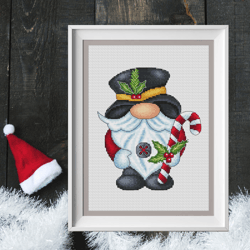 cute christmas gnome cross stitch pattern pdf, gnome cross stitch, holiday gnome, christmas cross stitch pattern