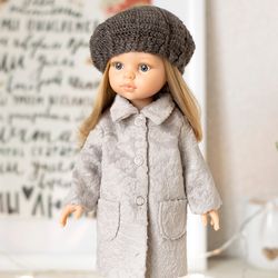 Gray coat for Paola Reina doll, Siblies doll, Corolle, Little Darling, 13 inches doll clothes, doll outerwear