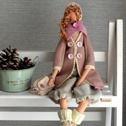Tilda Doll In Coat Spring Doll Winter Tilda Tilda Decor Valentine Doll Christmas Gift to Girlfriend Gift Sister