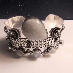 925 Sterling Silver Moonstone Cuff Bracelet