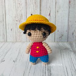 crochet pattern luffy, pdf digital download, amigurumi luffy
